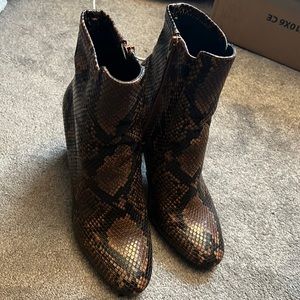 ALDO brown snake skin booties
